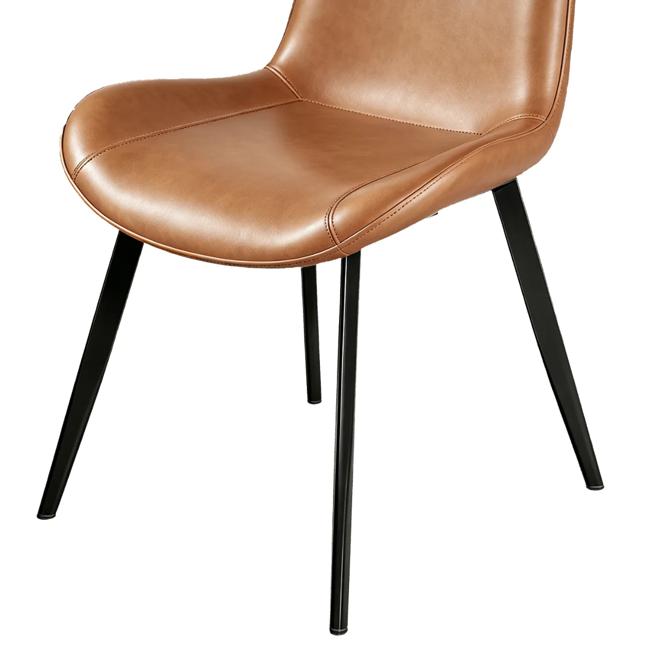 Modern Faux Leather Upholstered Low Back Dining Chairs with Metal Legs Image - 15 | homeyfad