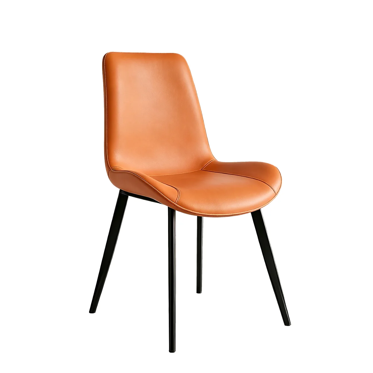 Modern Faux Leather Upholstered Low Back Dining Chairs with Metal Legs Image - 18 | homeyfad