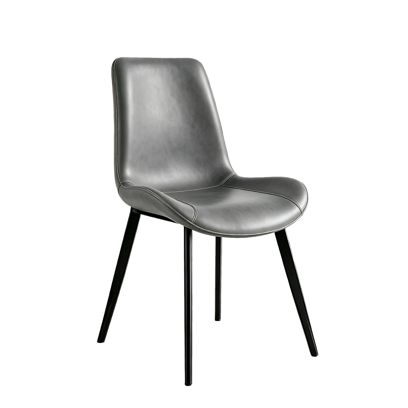 Modern Faux Leather Upholstered Low Back Dining Chairs with Metal Legs Image - 19 | homeyfad
