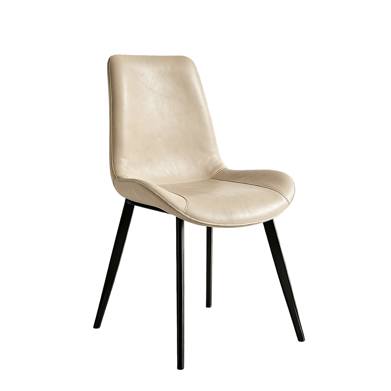 Modern Faux Leather Upholstered Low Back Dining Chairs with Metal Legs Image - 20 | homeyfad