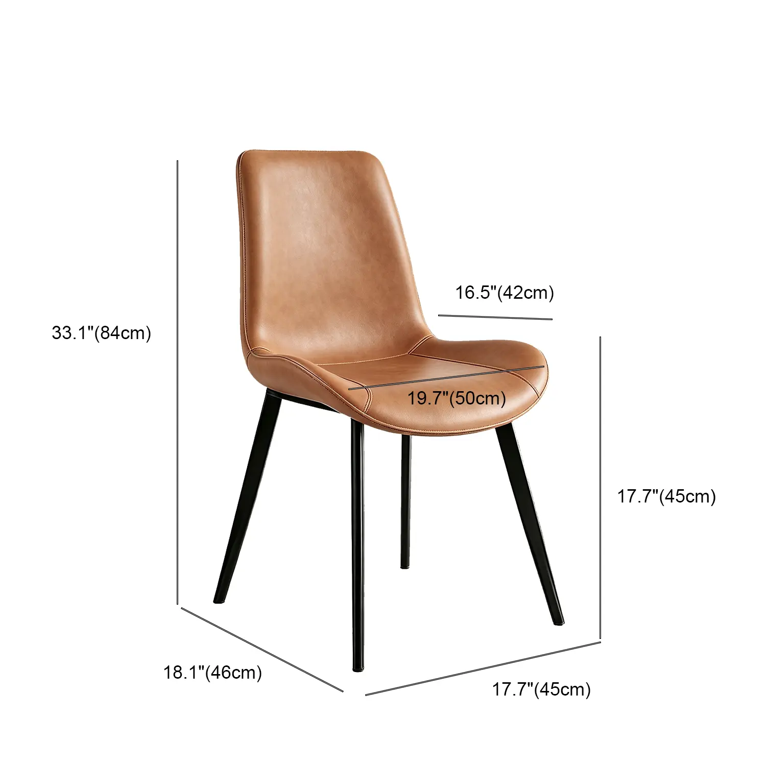 Modern Faux Leather Upholstered Low Back Dining Chairs with Metal Legs Image - 21 | homeyfad