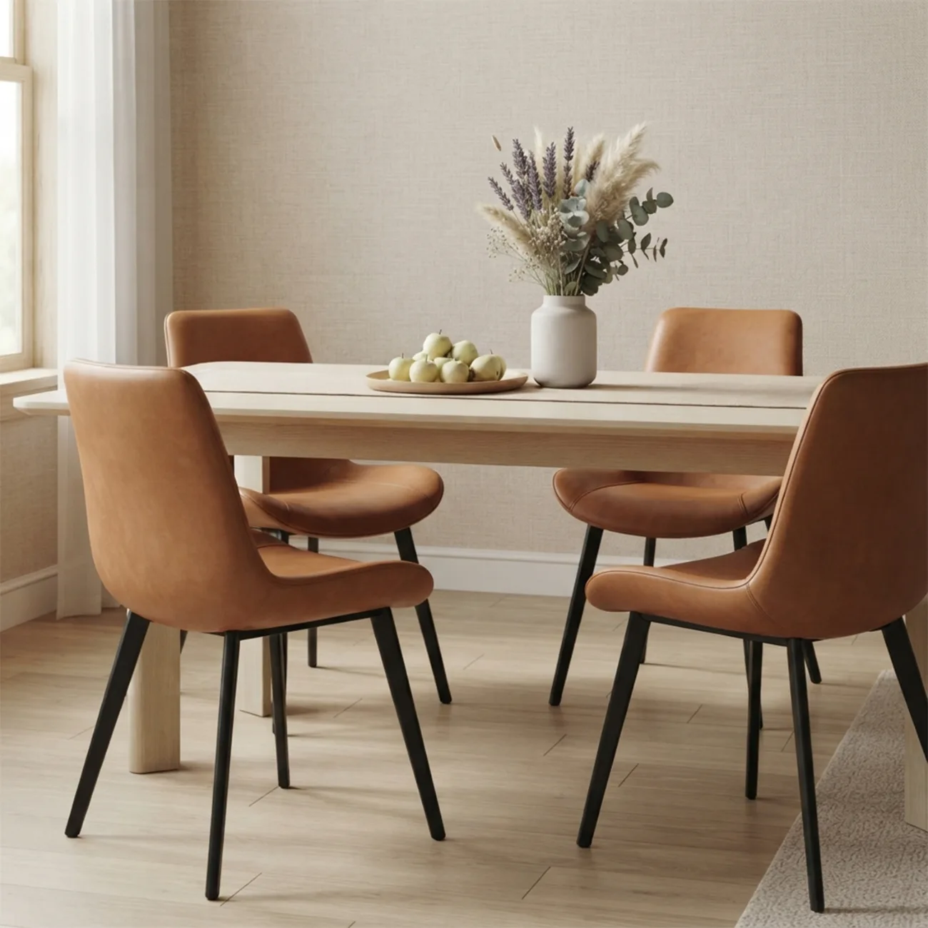 Modern Faux Leather Upholstered Low Back Dining Chairs with Metal Legs Image - 7 | homeyfad