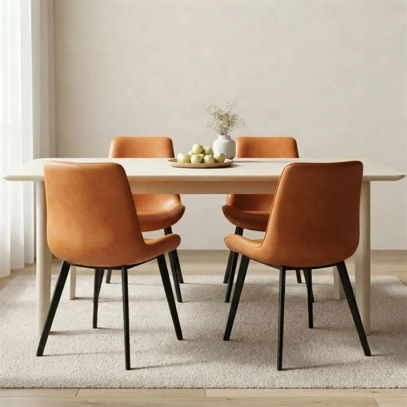 Modern Faux Leather Upholstered Low Back Dining Chairs with Metal Legs Image - 6 | homeyfad