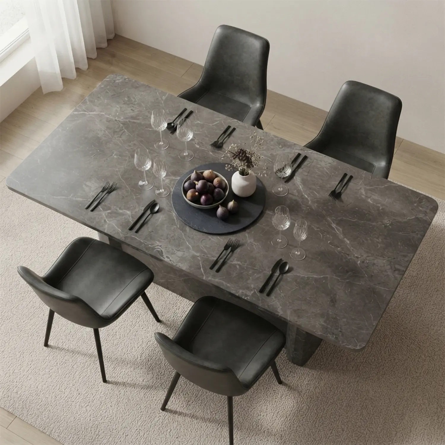 Modern Faux Leather Upholstered Low Back Dining Chairs with Metal Legs Image - 8 | homeyfad