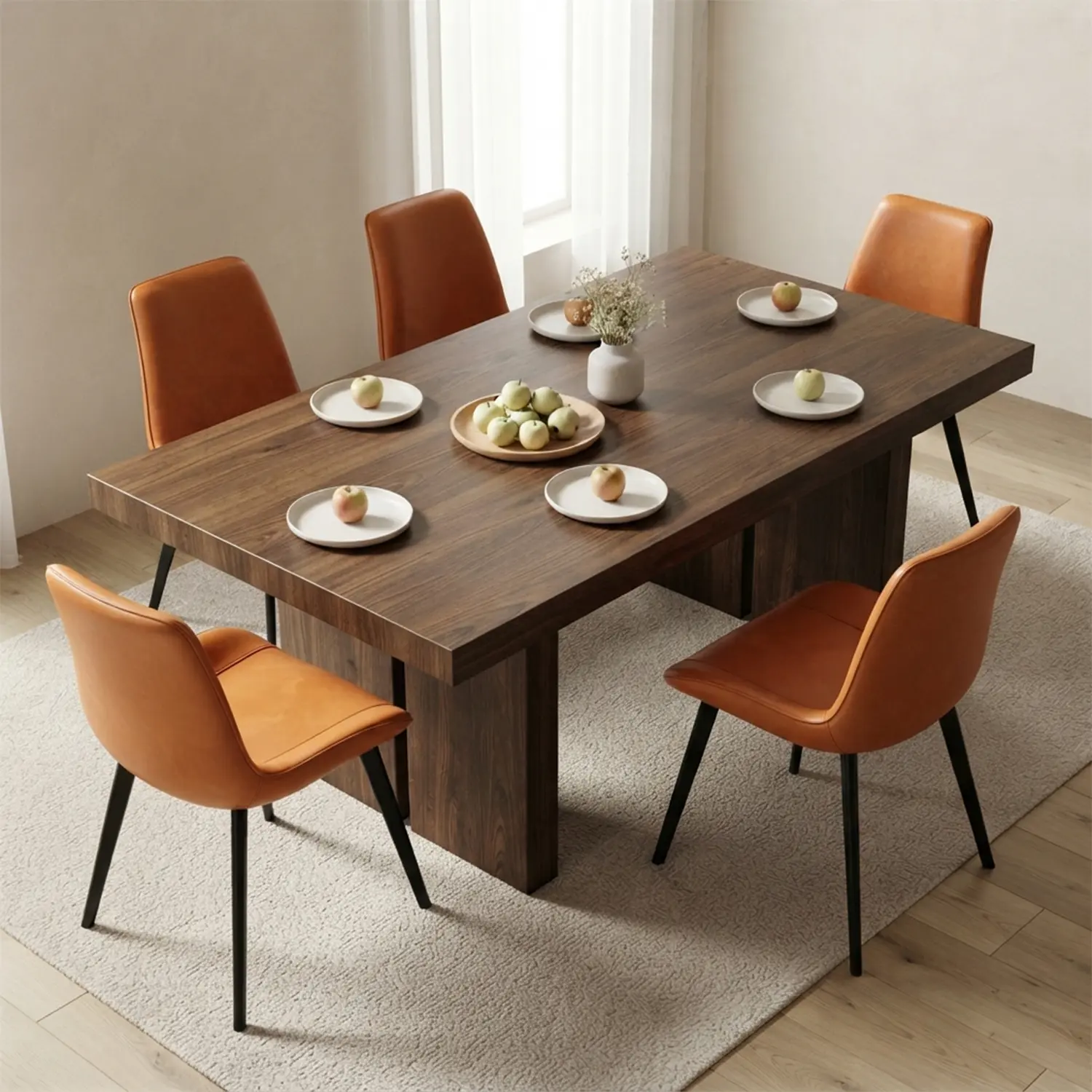 Modern Faux Leather Upholstered Low Back Dining Chairs with Metal Legs Image - 5 | homeyfad