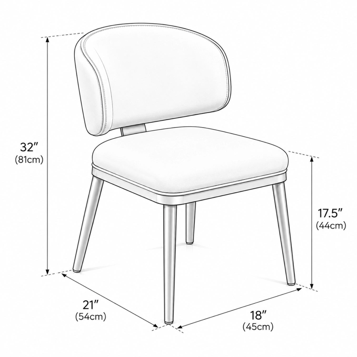 Curved Back Modern Upholstered Faux Leather Dining Chair Image - 11 | homeyfad