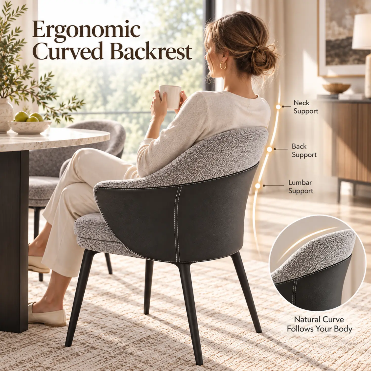 Modern Cotton-linen Upholstered Low Back Arm Chairs Image - 5 | homeyfad