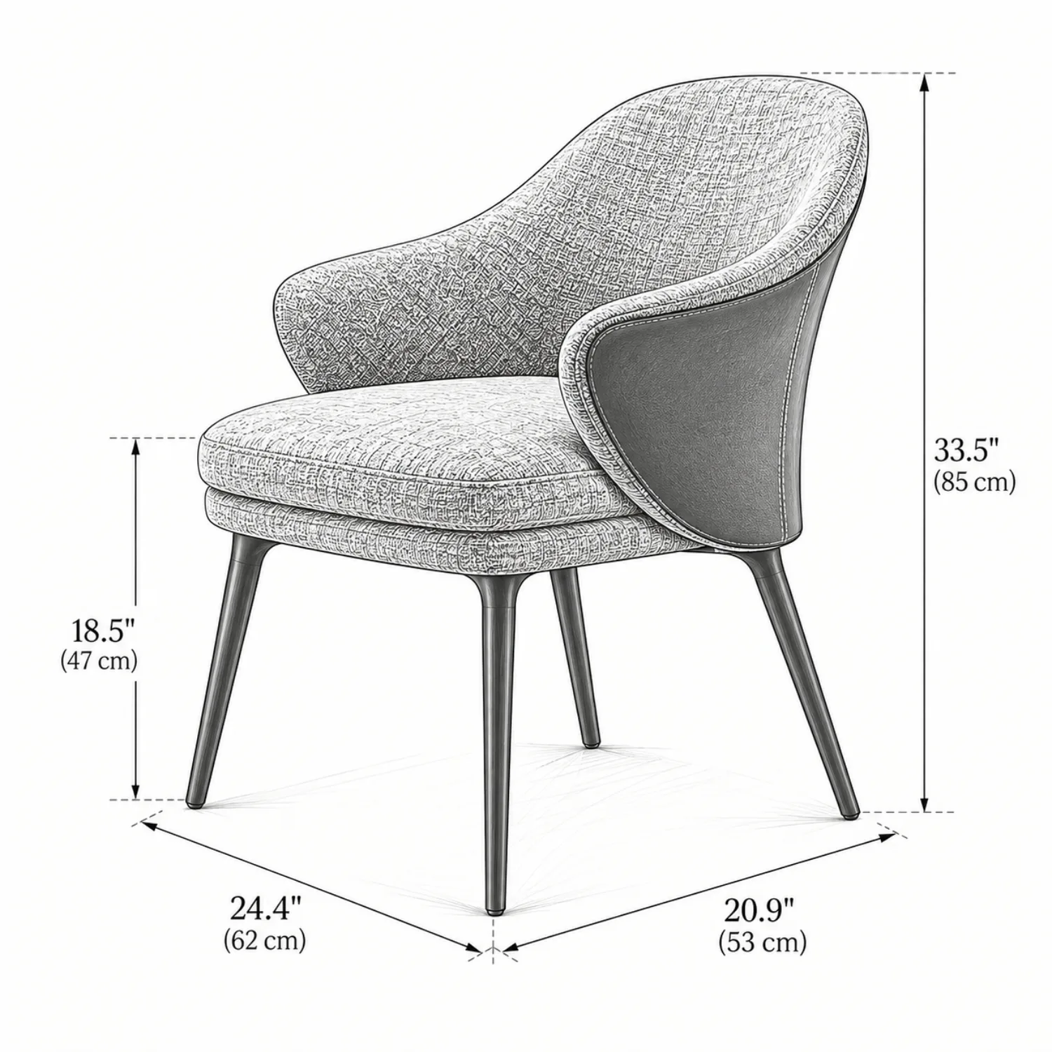 Modern Cotton-linen Upholstered Low Back Arm Chairs Image - 12 | homeyfad