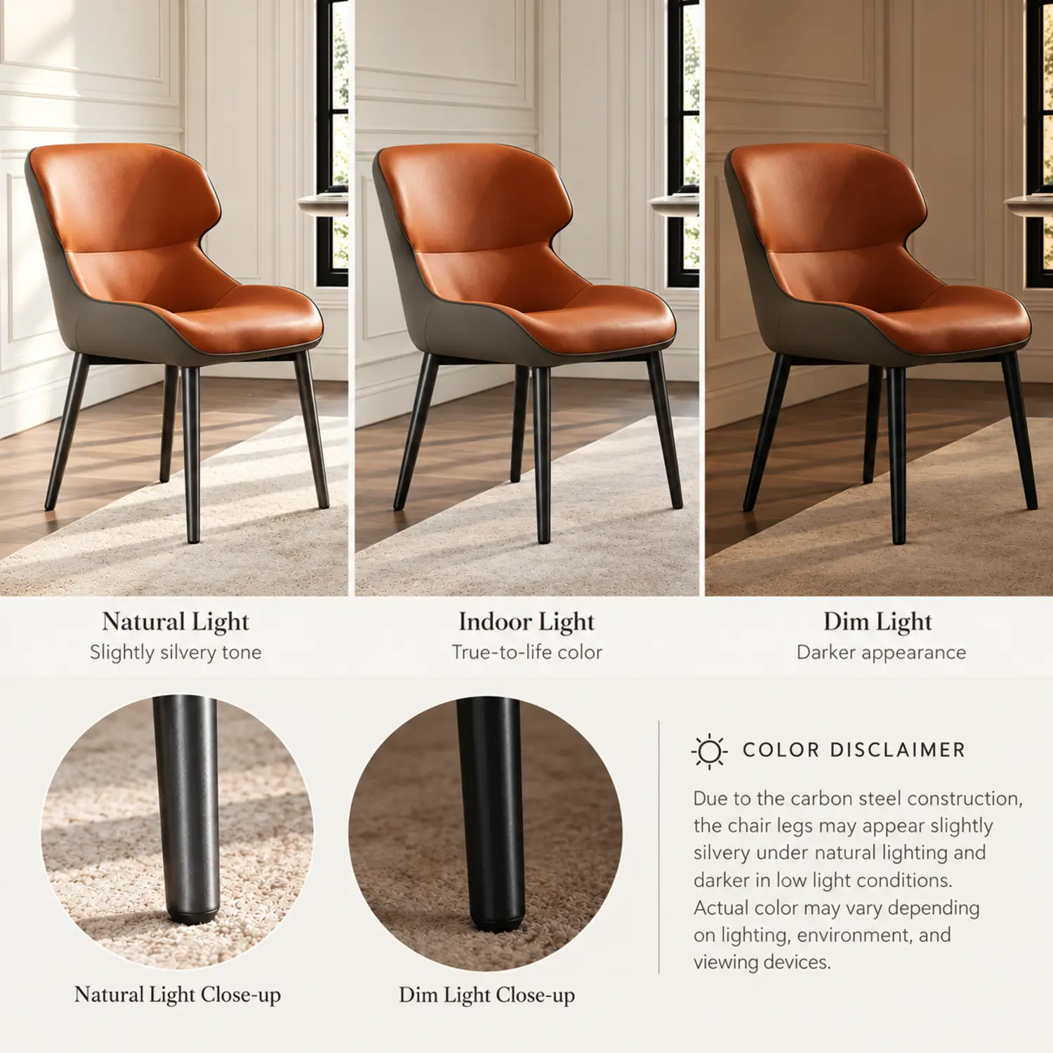Scandinavian Leather Wingback Upholstered Dining Chair Image - 5 | homeyfad