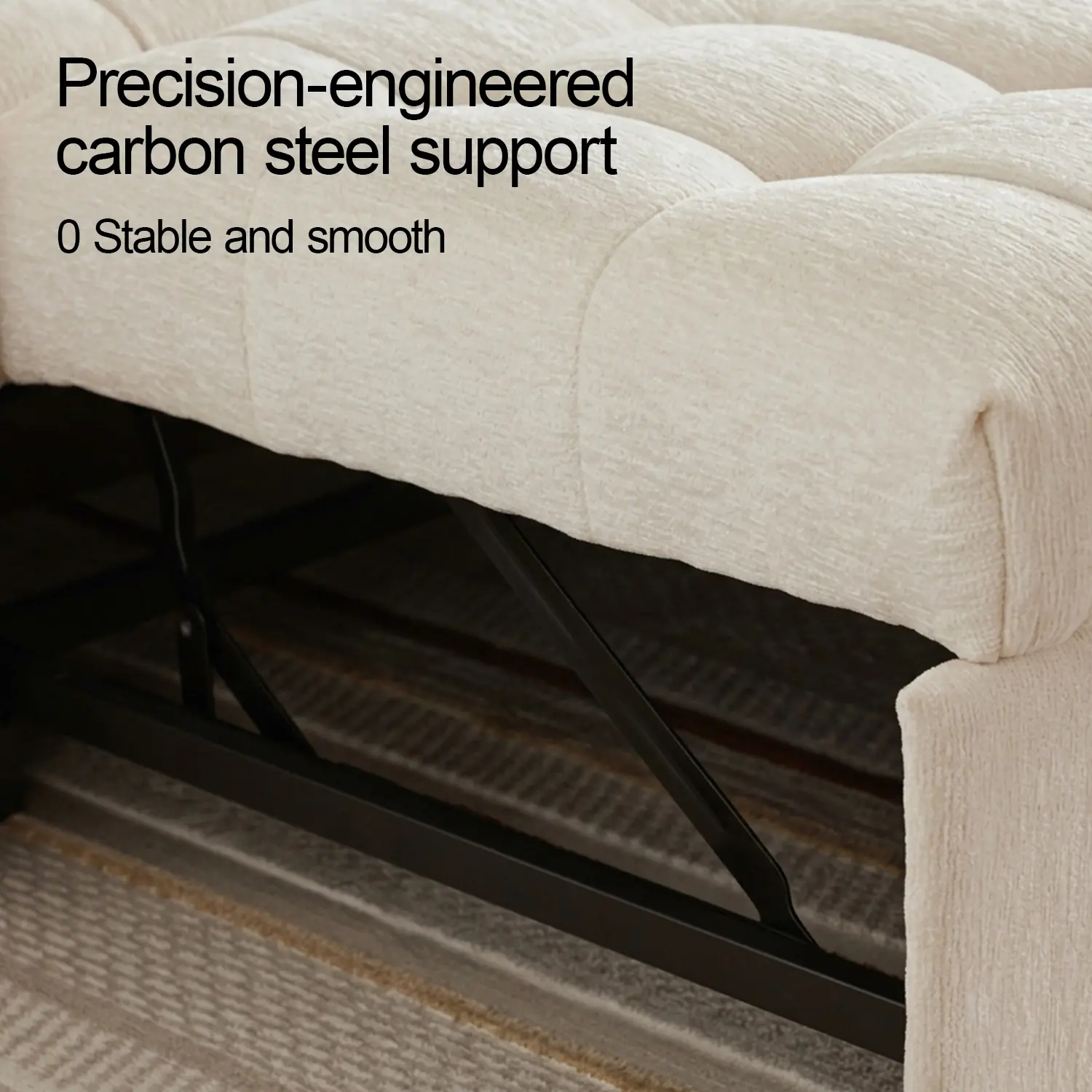 Elegant Beige Tufted Chenille Convertible Sofa Bed For Apartment Image - 11 | homeyfad