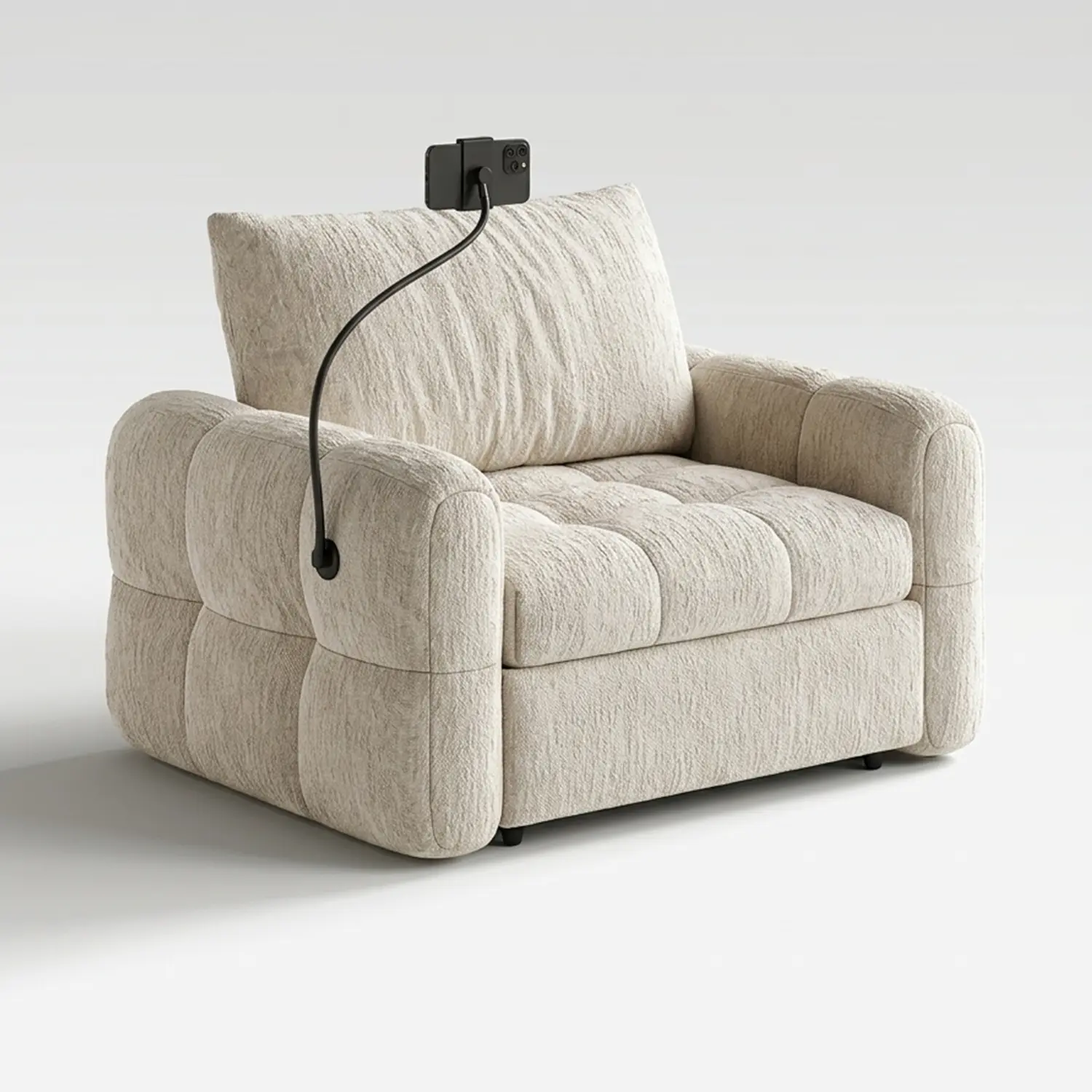 Elegant Beige Tufted Chenille Convertible Sofa Bed For Apartment Image - 19 | homeyfad