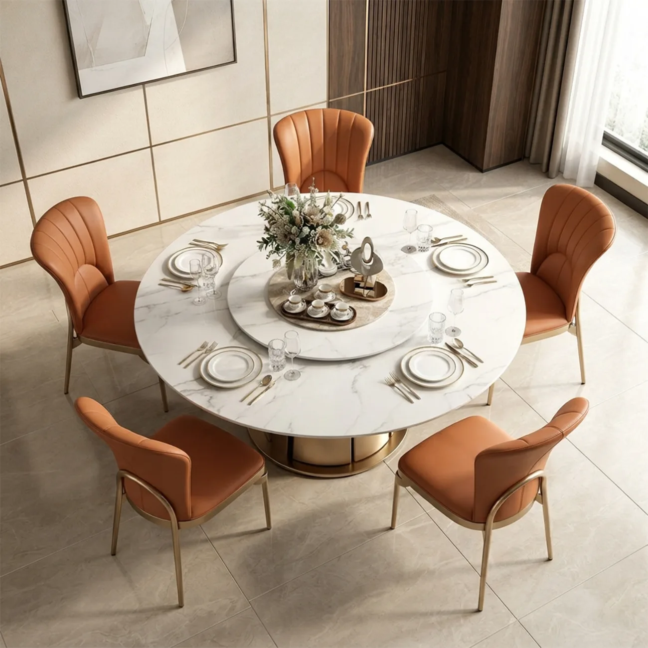 Art Deco Microfiber Leather Upholstered Dining Chair with Metal Legs Image - 8 | homeyfad
