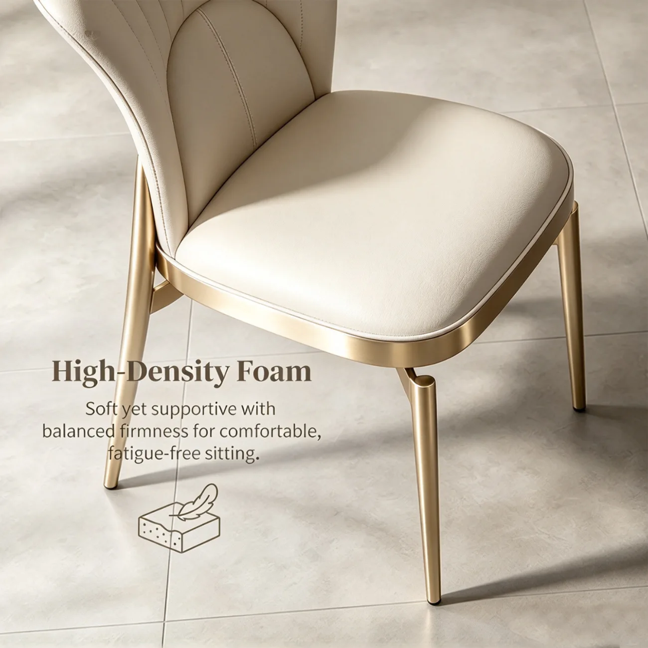 Art Deco Microfiber Leather Upholstered Dining Chair with Metal Legs Image - 4 | homeyfad