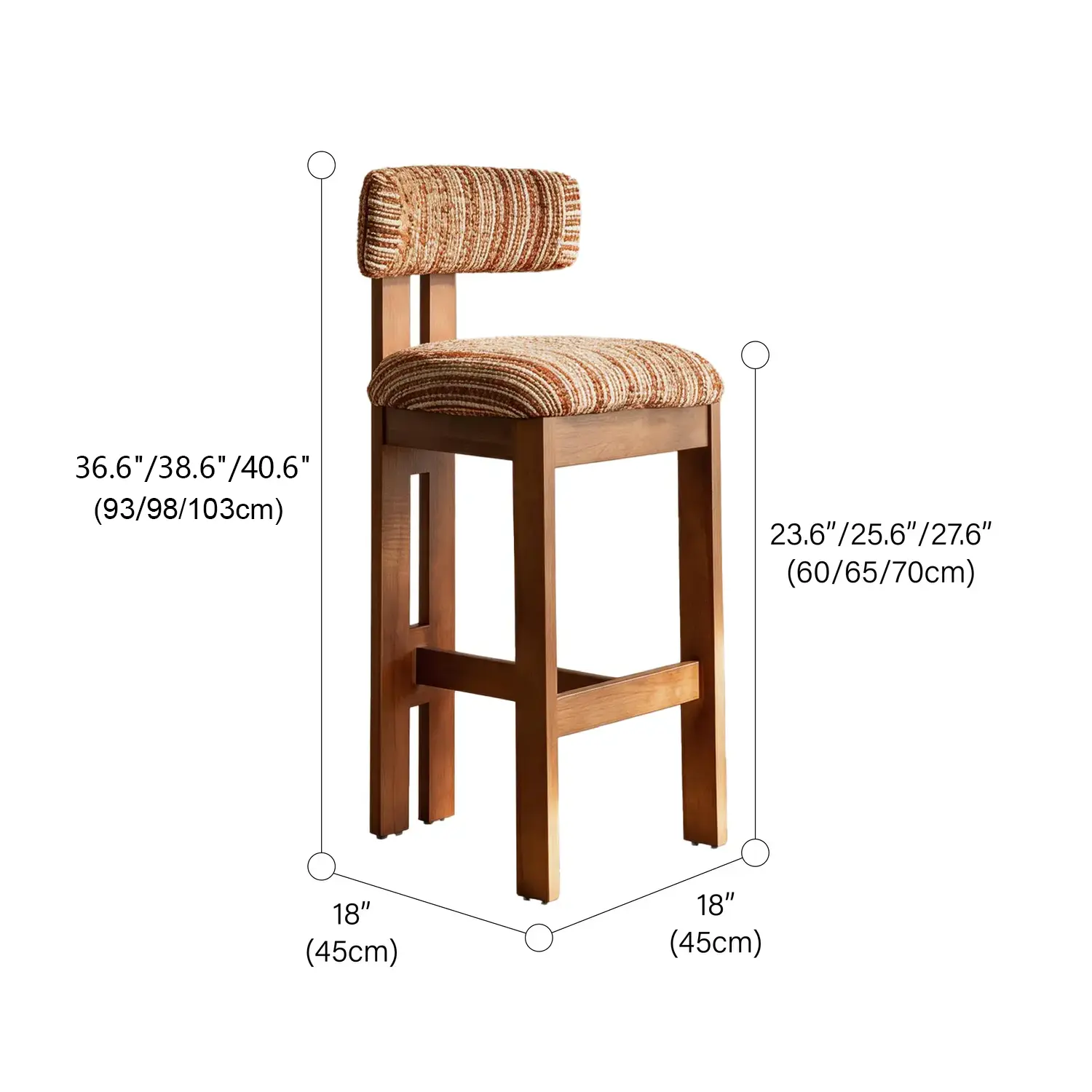 Mid-Century Modern Curved Back Wood Counter Height Bar Stool Image - 21 | homeyfad