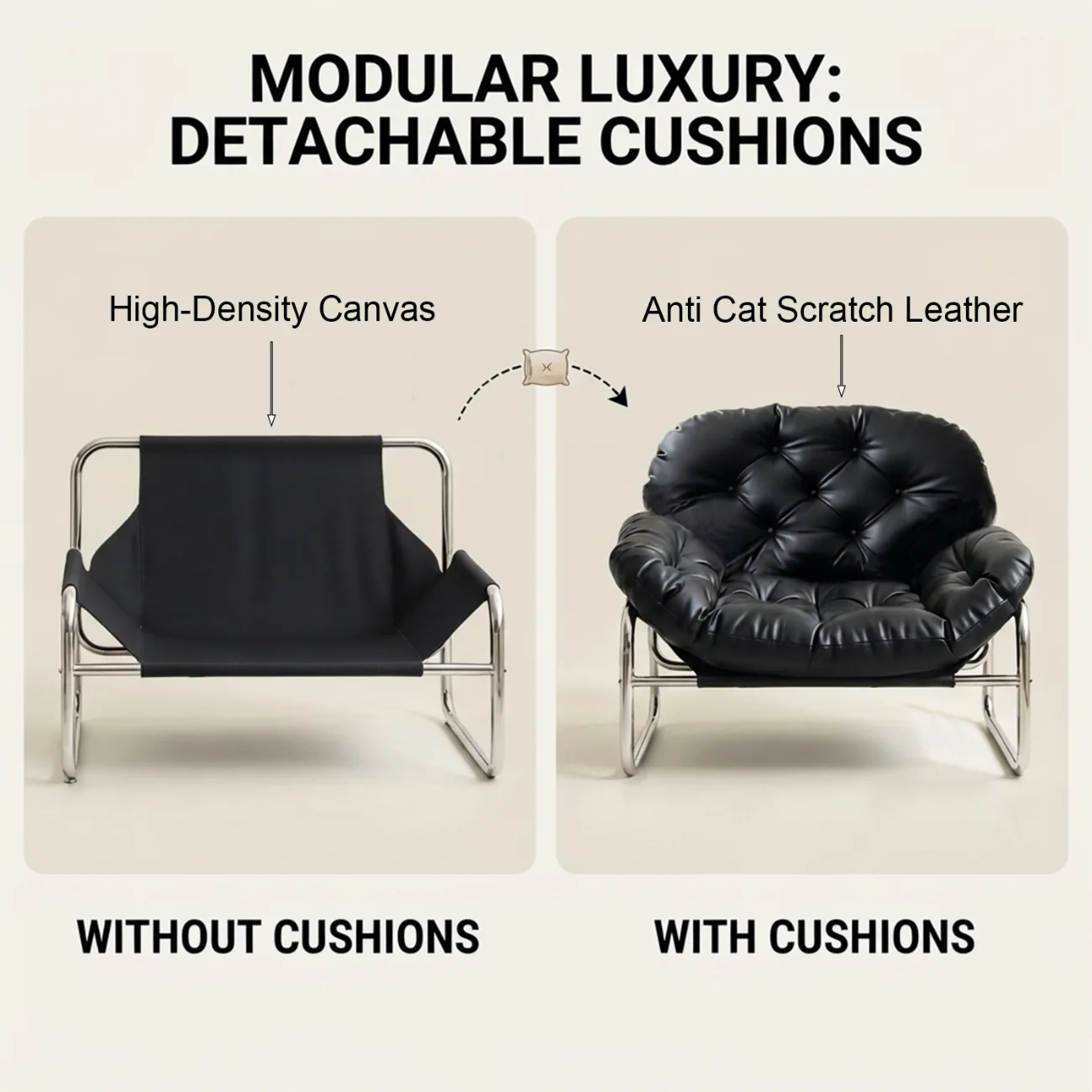 Oversized Modern Tufted Back Faux Leather Accent Armchair Image - 7 | homeyfad