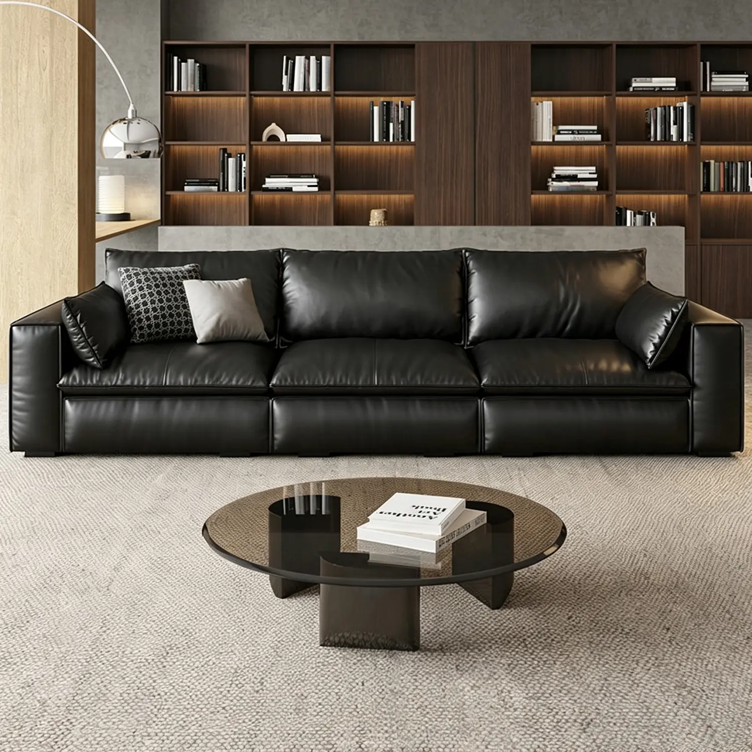 Luxurious Genuine Leather Modular Sofa with Solid Wood Frame Image - 9 | homeyfad
