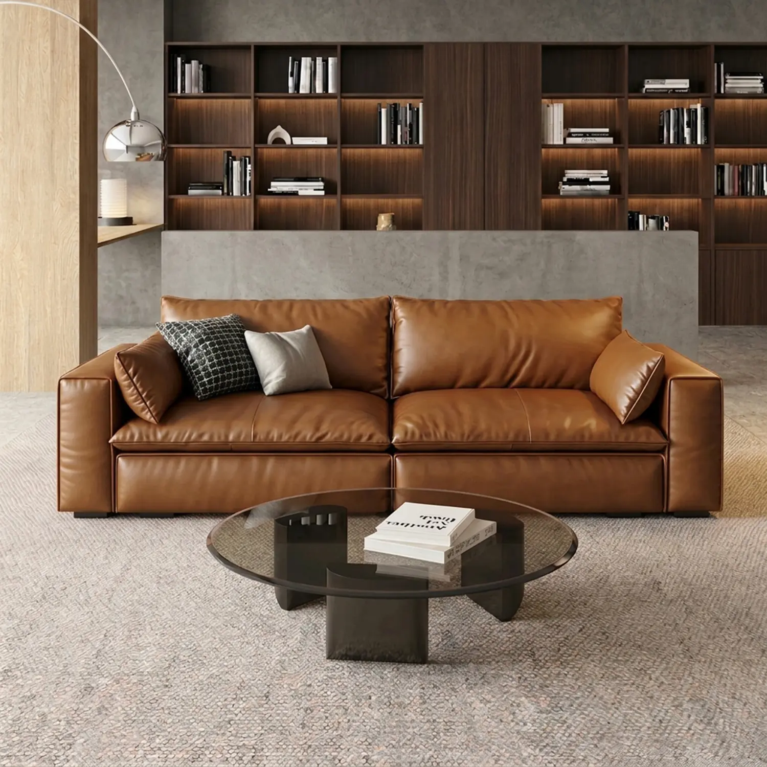 Luxurious Genuine Leather Modular Sofa with Solid Wood Frame Image - 4 | homeyfad