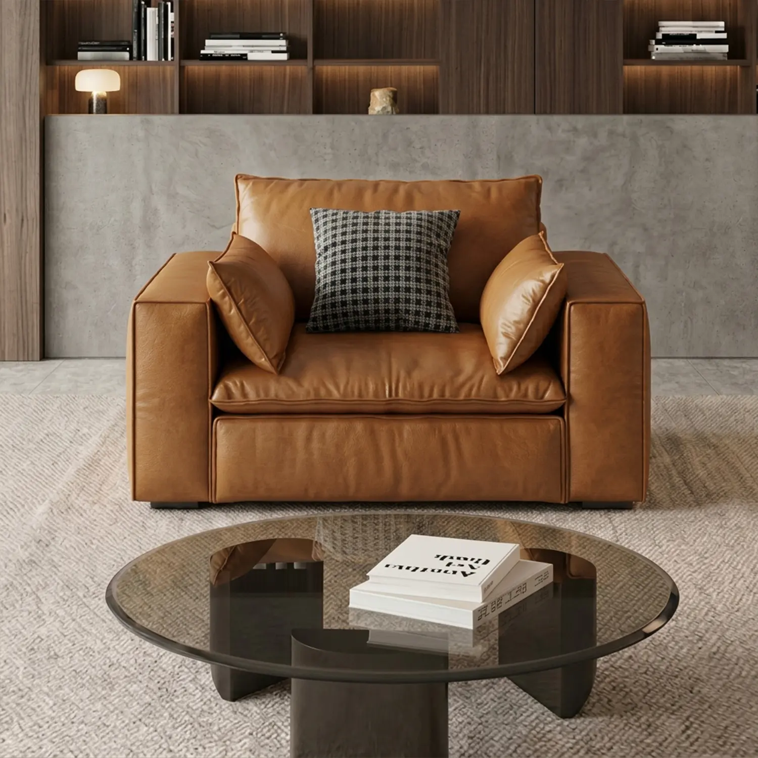 Luxurious Genuine Leather Modular Sofa with Solid Wood Frame Image - 7 | homeyfad