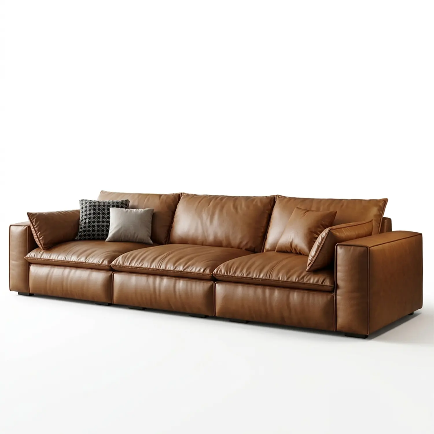 Luxurious Genuine Leather Modular Sofa with Solid Wood Frame Image - 2 | homeyfad