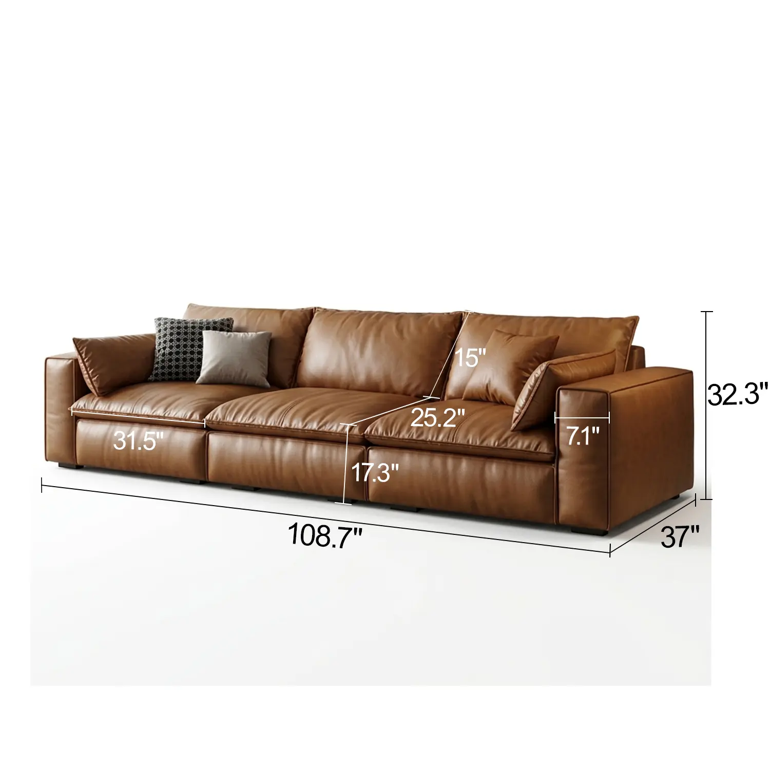 Luxurious Genuine Leather Modular Sofa with Solid Wood Frame Image - 29 | homeyfad