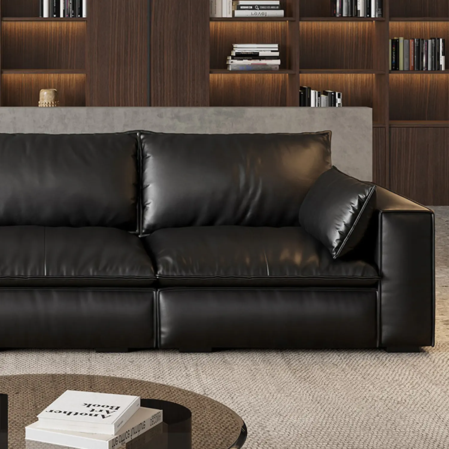 Luxurious Genuine Leather Modular Sofa with Solid Wood Frame Image - 13 | homeyfad