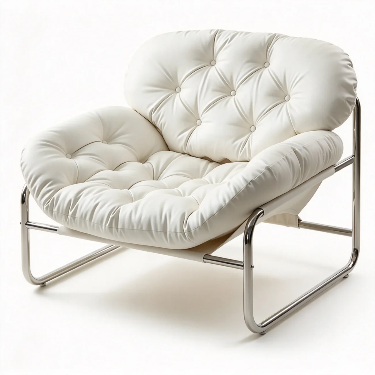 White Cat-Scratch-Resistant Leather Silver Oversized Modern Tufted Back Faux Leather Accent Armchair Image - 13 | homeyfad