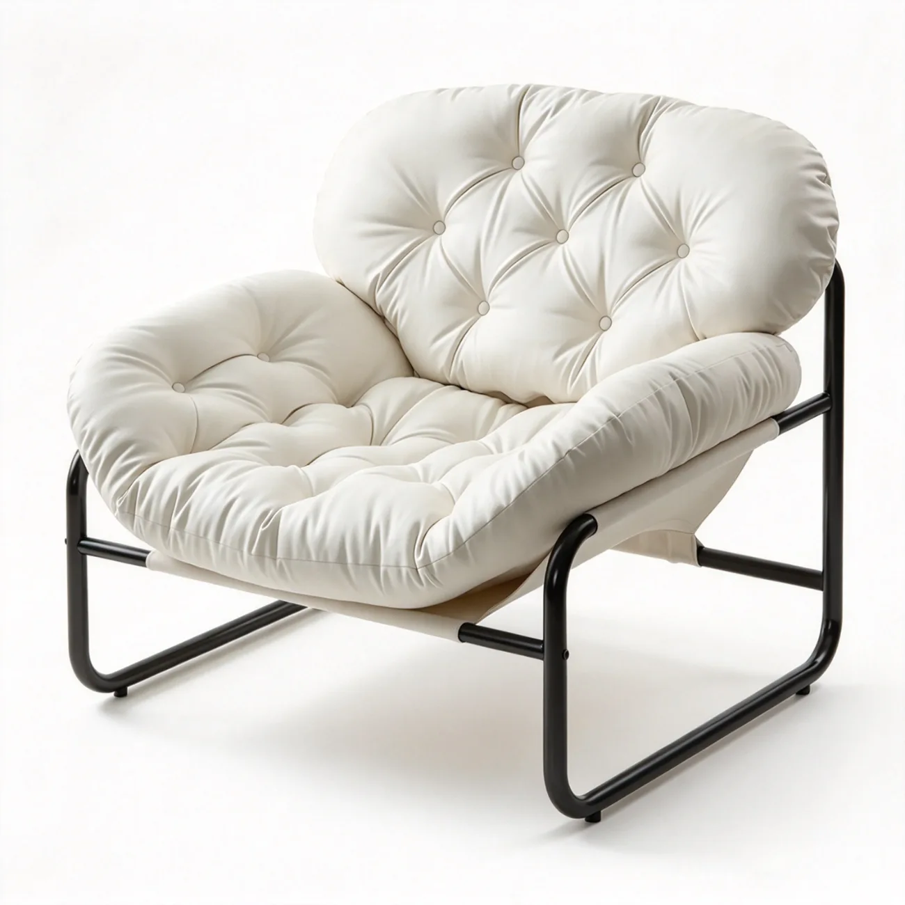 White Cat-Scratch-Resistant Leather Black Oversized Modern Tufted Back Faux Leather Accent Armchair Image - 14 | homeyfad
