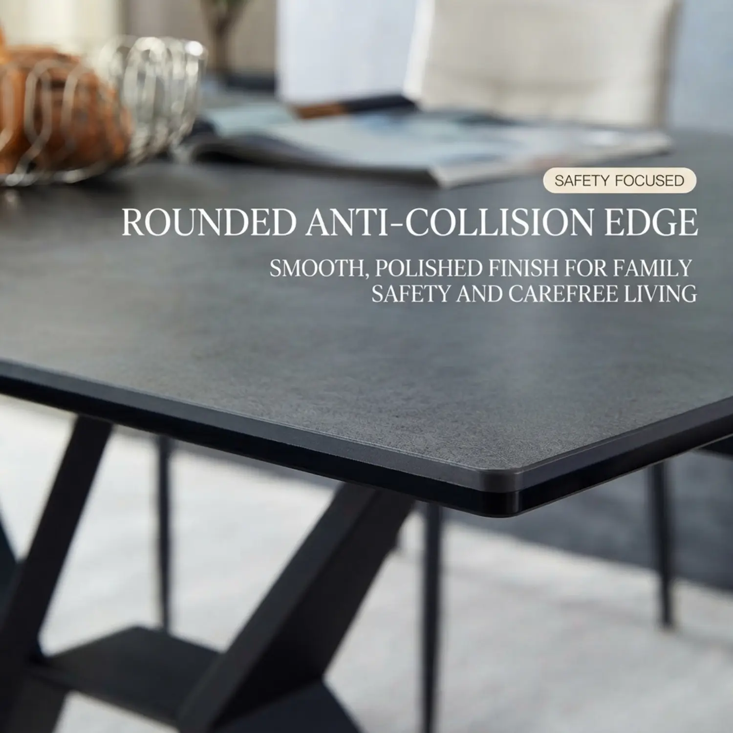 Modern Rectangular Matte Sintered Stone Extendable Dining Table Image - 4 | homeyfad