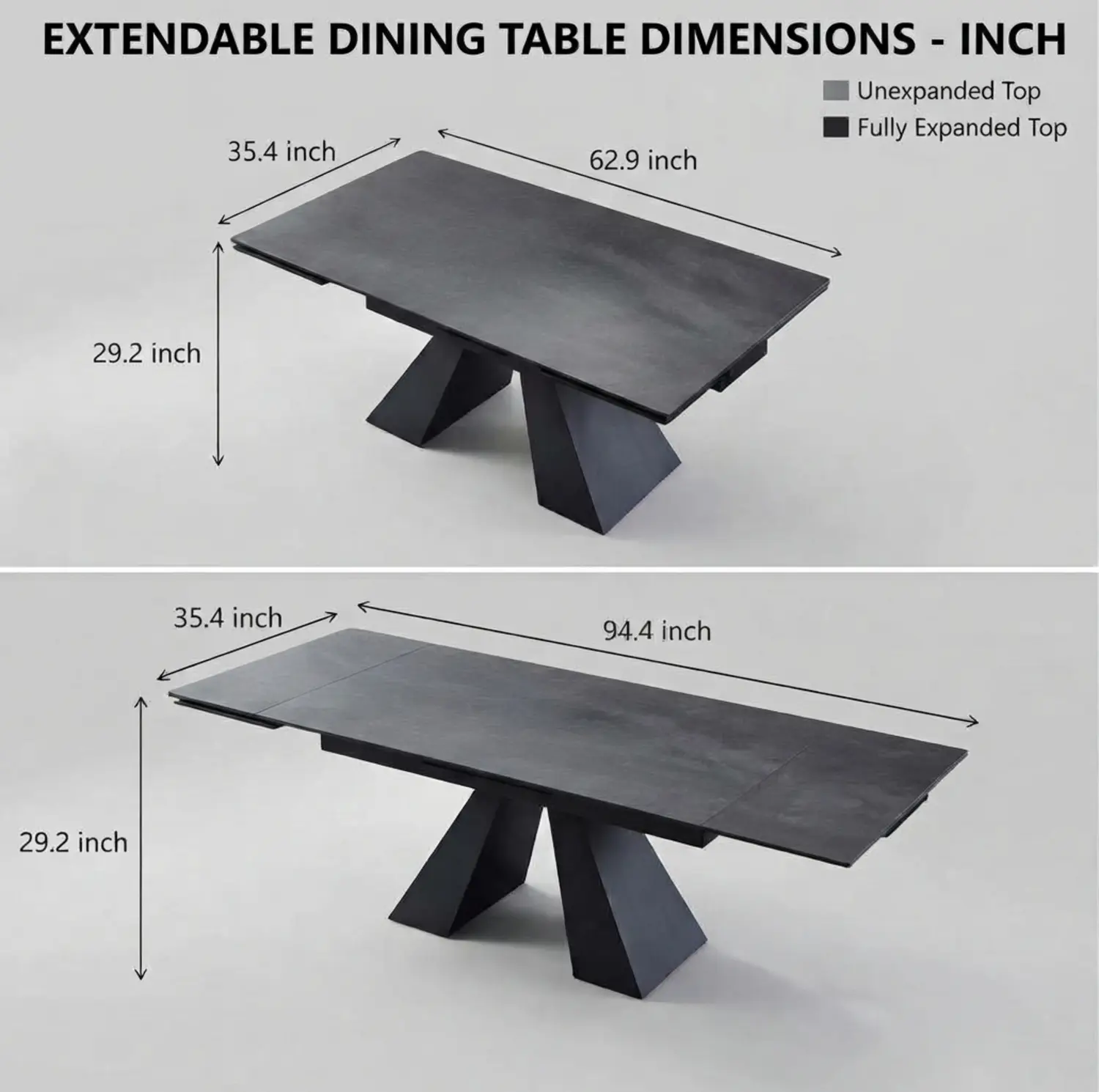 Modern Rectangular Matte Sintered Stone Extendable Dining Table Image - 13 | homeyfad