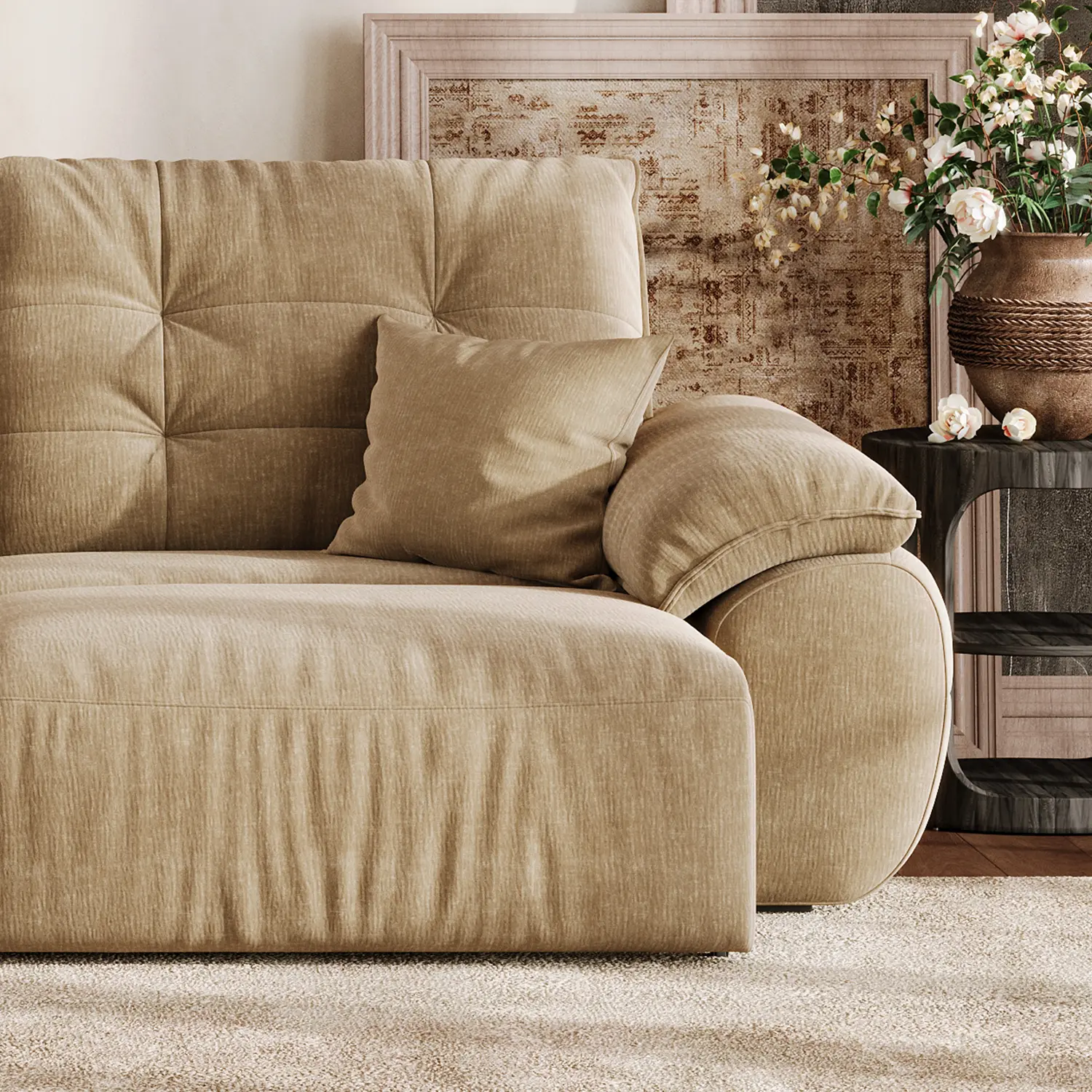 Contemporary Skin-friendly Chenille Tufted Back Power Sofa Bed Image - 5 | homeyfad