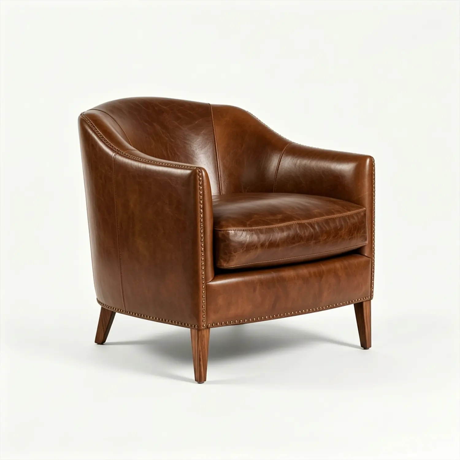 Vintage Brown Leather Accent Armchair for Living Room Image - 12 | homeyfad