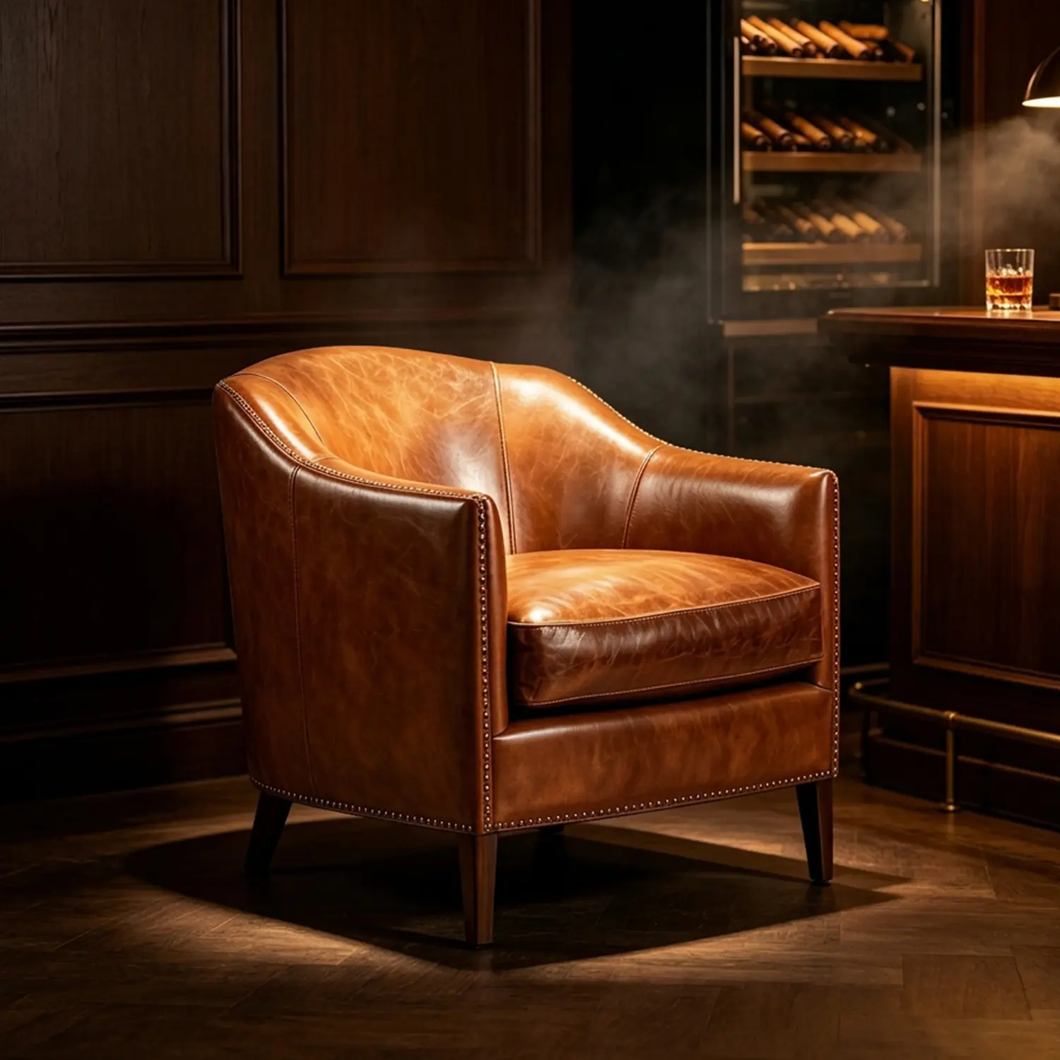 Brown Vintage Brown Leather Accent Armchair for Living Room Image - 2 | homeyfad