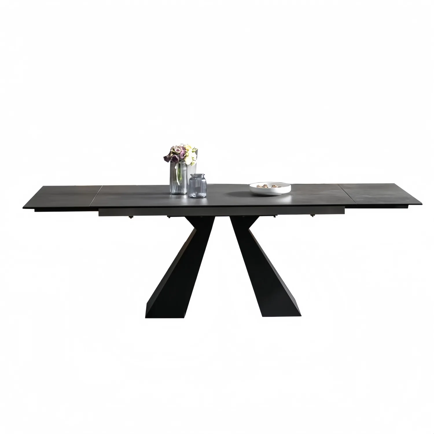 Modern Rectangular Matte Sintered Stone Extendable Dining Table Image - 11 | homeyfad