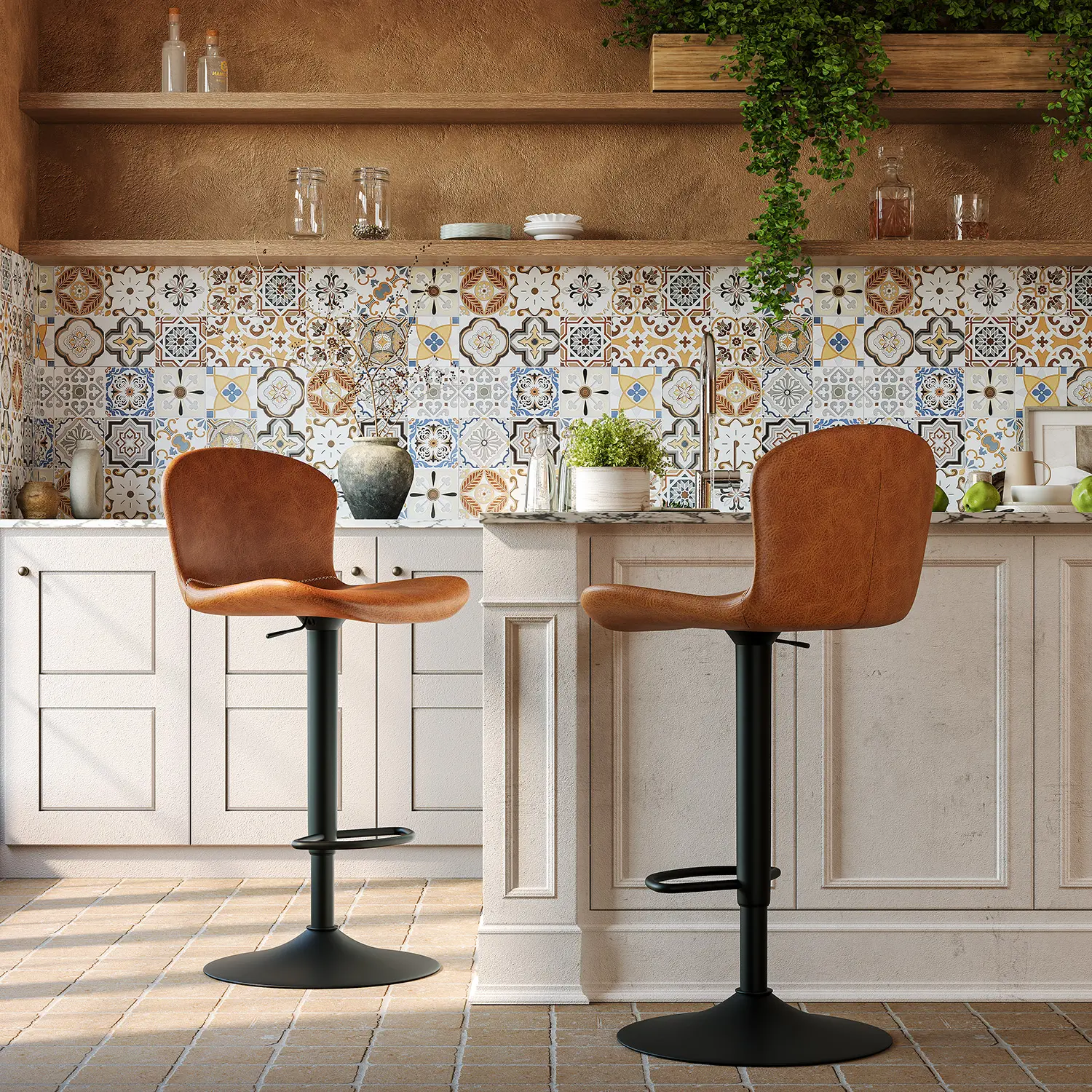 Industrial Waterproof Pu Leather Adjustable Swivel Bar Stool Image - 1 | homeyfad