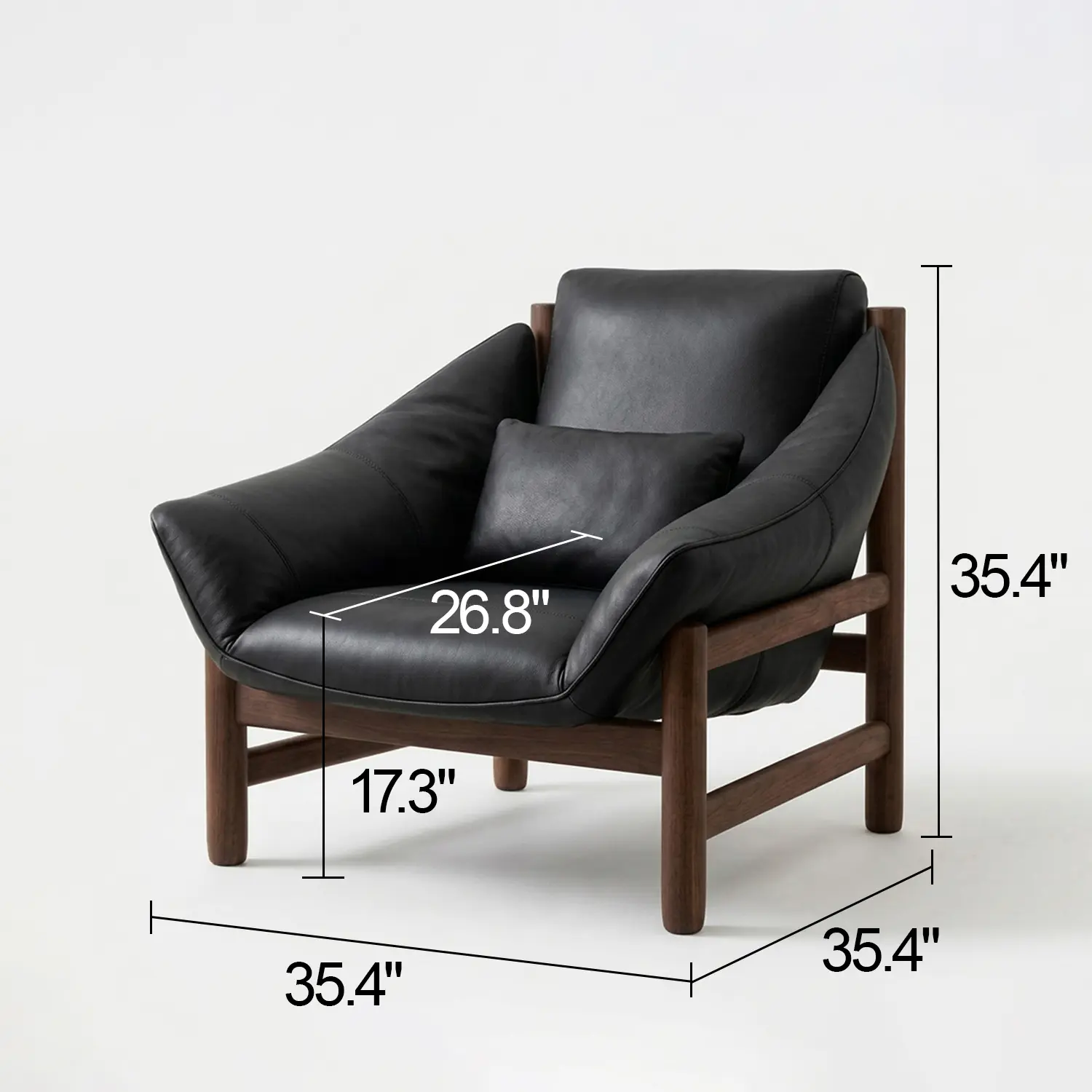 Modern Top-Grain Leather Lounge Chair with Solid Wood Frame Image - 13 | homeyfad
