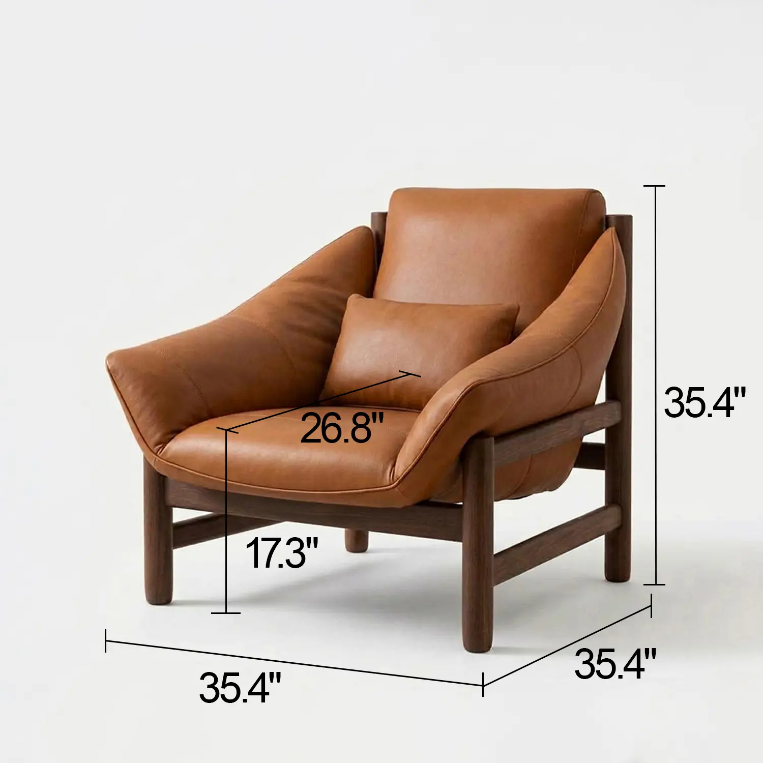 Modern Top-Grain Leather Lounge Chair with Solid Wood Frame Image - 12 #size | homeyfad