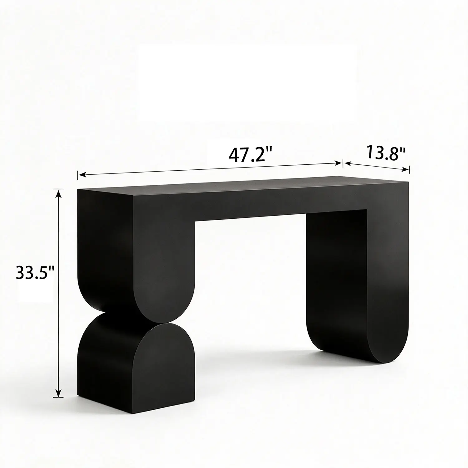 Modern Black Sculptural Solid Wood Console Table for Entryway Image - 10 | homeyfad