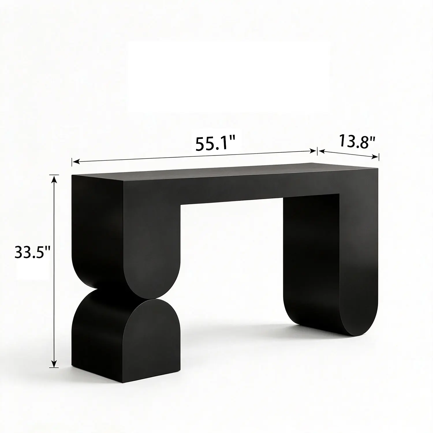 Modern Black Sculptural Solid Wood Console Table for Entryway Image - 11 | homeyfad