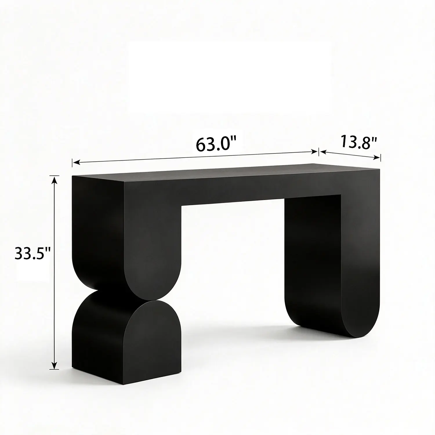 Modern Black Sculptural Solid Wood Console Table for Entryway Image - 12 | homeyfad