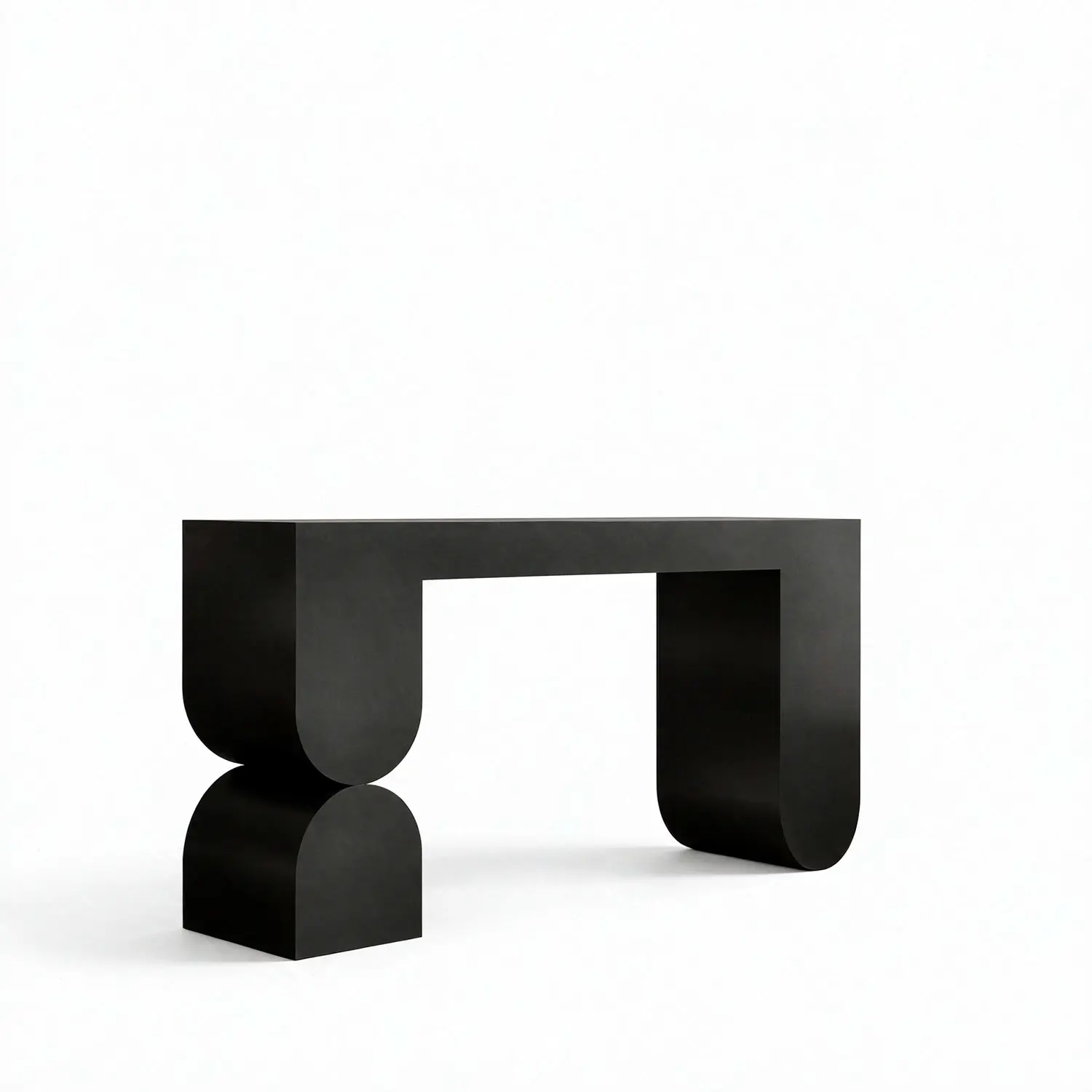 Modern Black Sculptural Solid Wood Console Table for Entryway Image - 2 | homeyfad