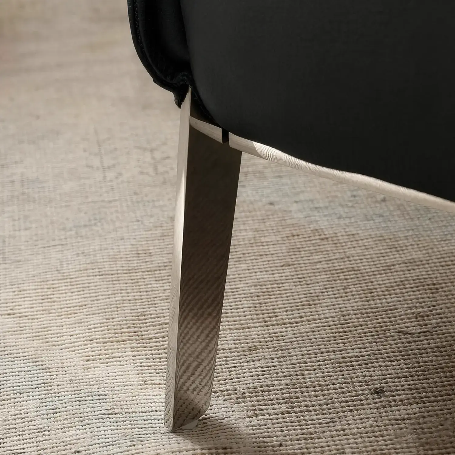 Comtemporary Genuine Leather Accent Chair with Stainless Steel Legs Image - 10 | homeyfad