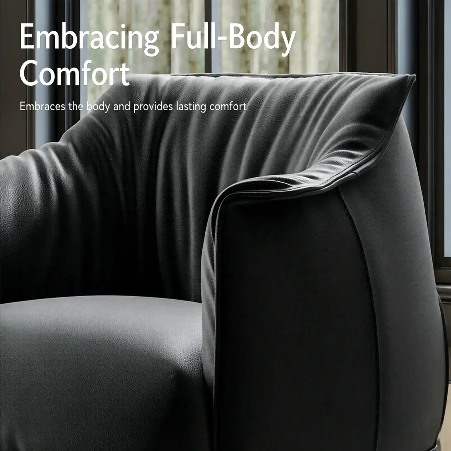 Comtemporary Genuine Leather Accent Chair with Stainless Steel Legs Image - 9 | homeyfad
