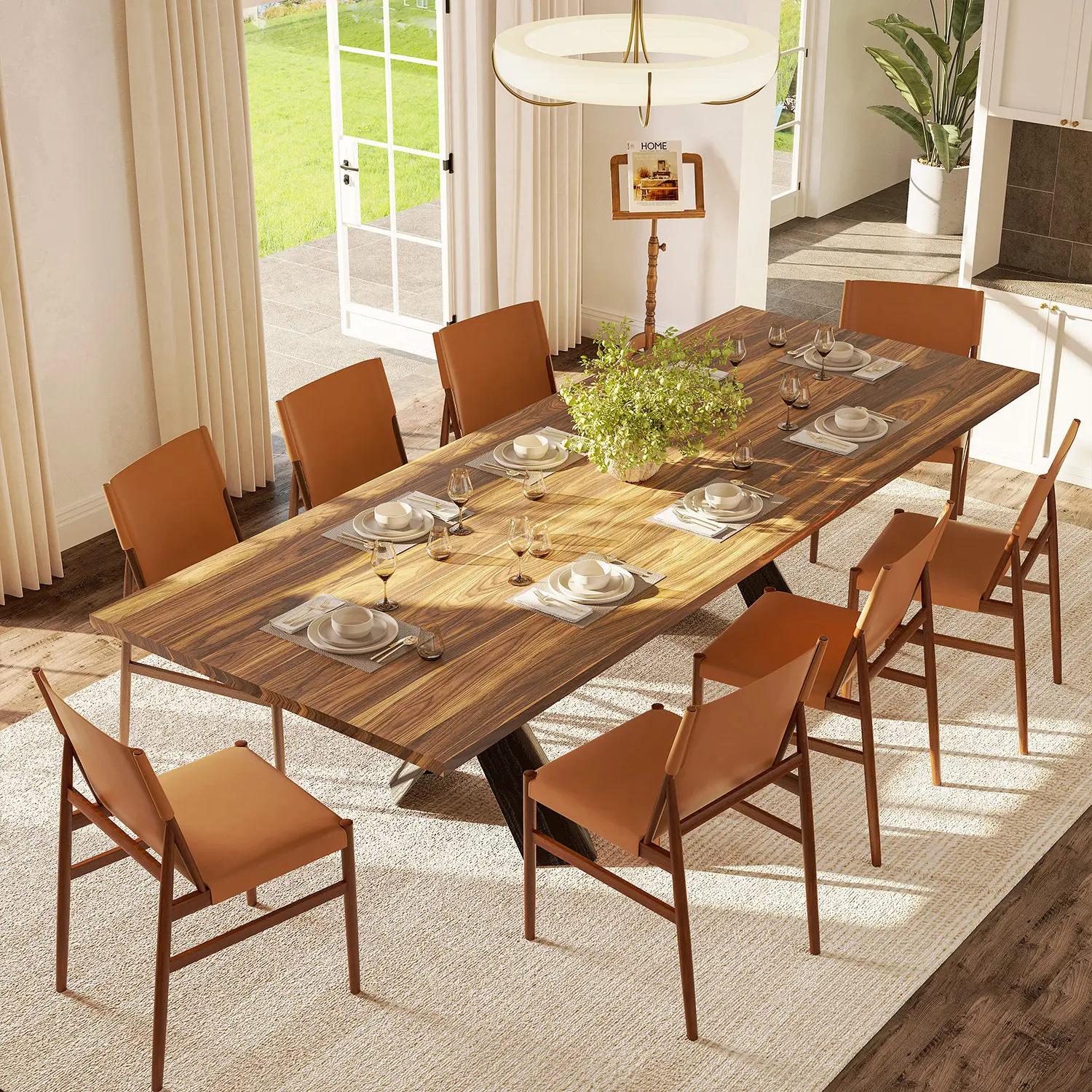 Mid-century Modern Faux Leather Dining Chairs Carbon Steel Frame Set of 2 Image - 4 | homeyfad