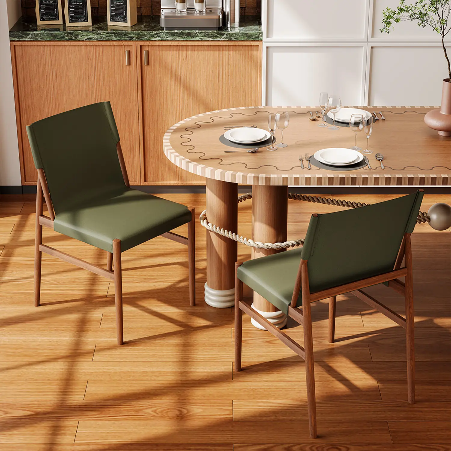 Mid-century Modern Faux Leather Dining Chairs Carbon Steel Frame Set of 2 Image - 3 | homeyfad
