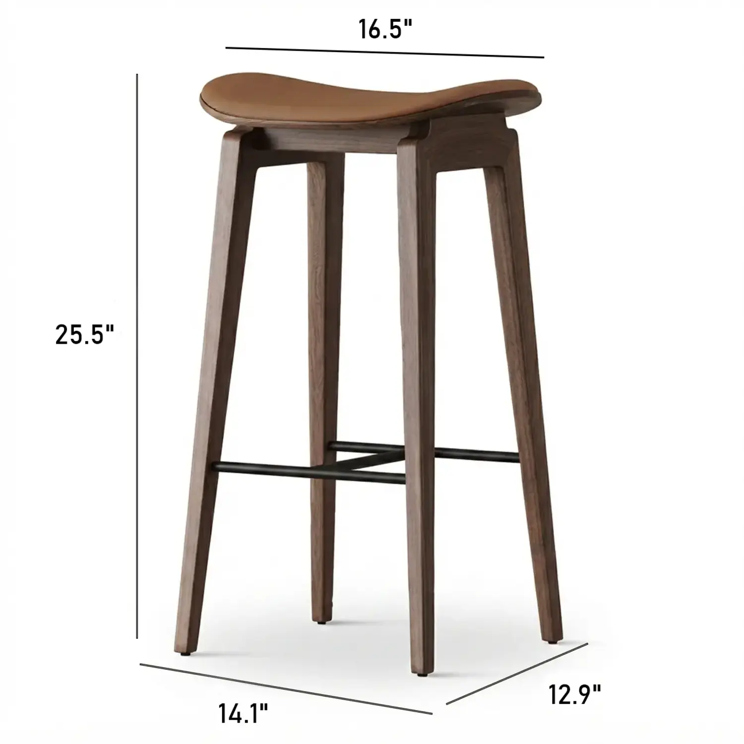 Modern 25.5" Backless Faux Nappa Leather Saddle Seat Counter Stool Image - 18 #size | homeyfad