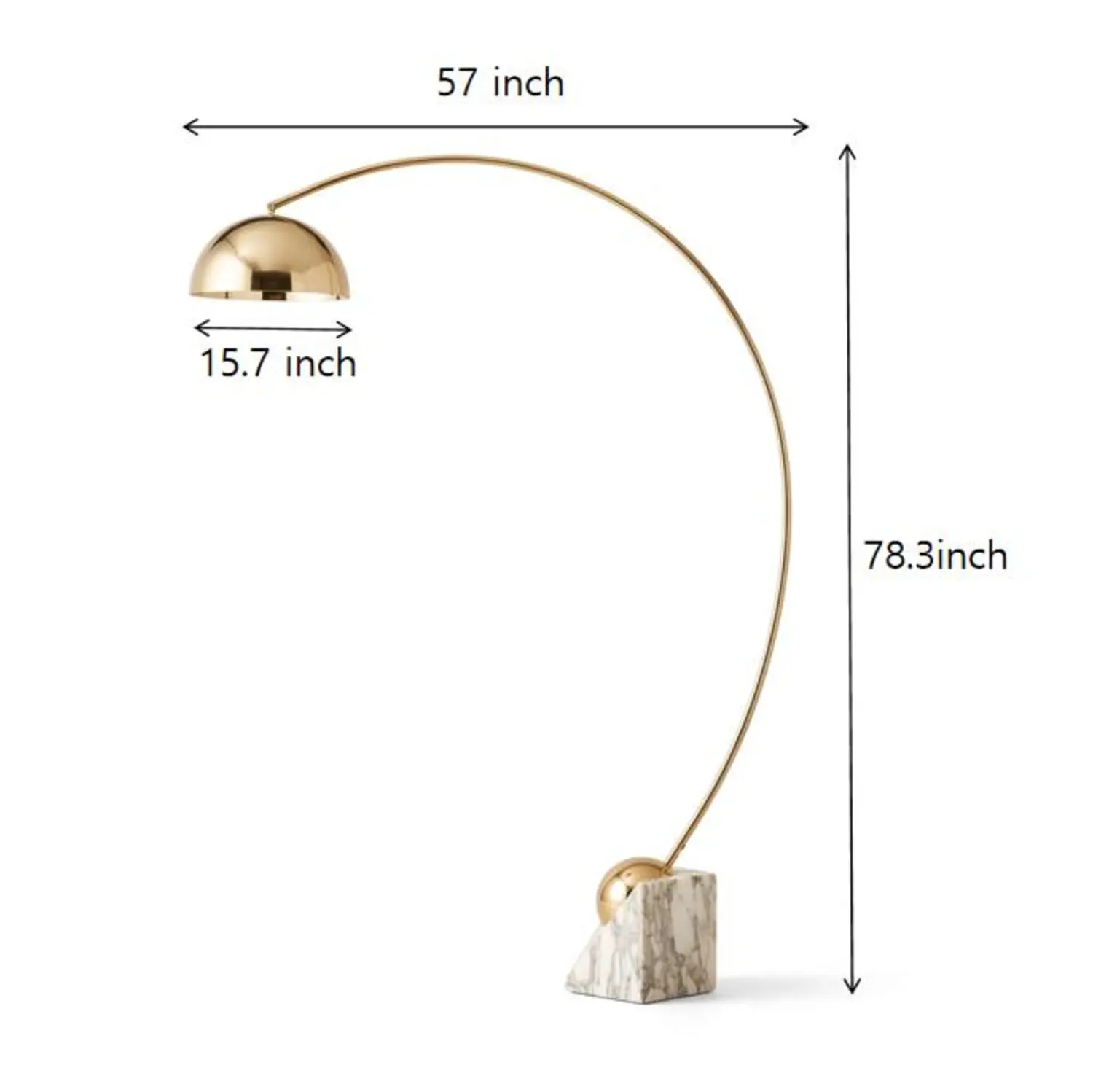 Modern Luxury Adjustable Arc Floor Lamp with Marble Base Image - 9 #size | homeyfad