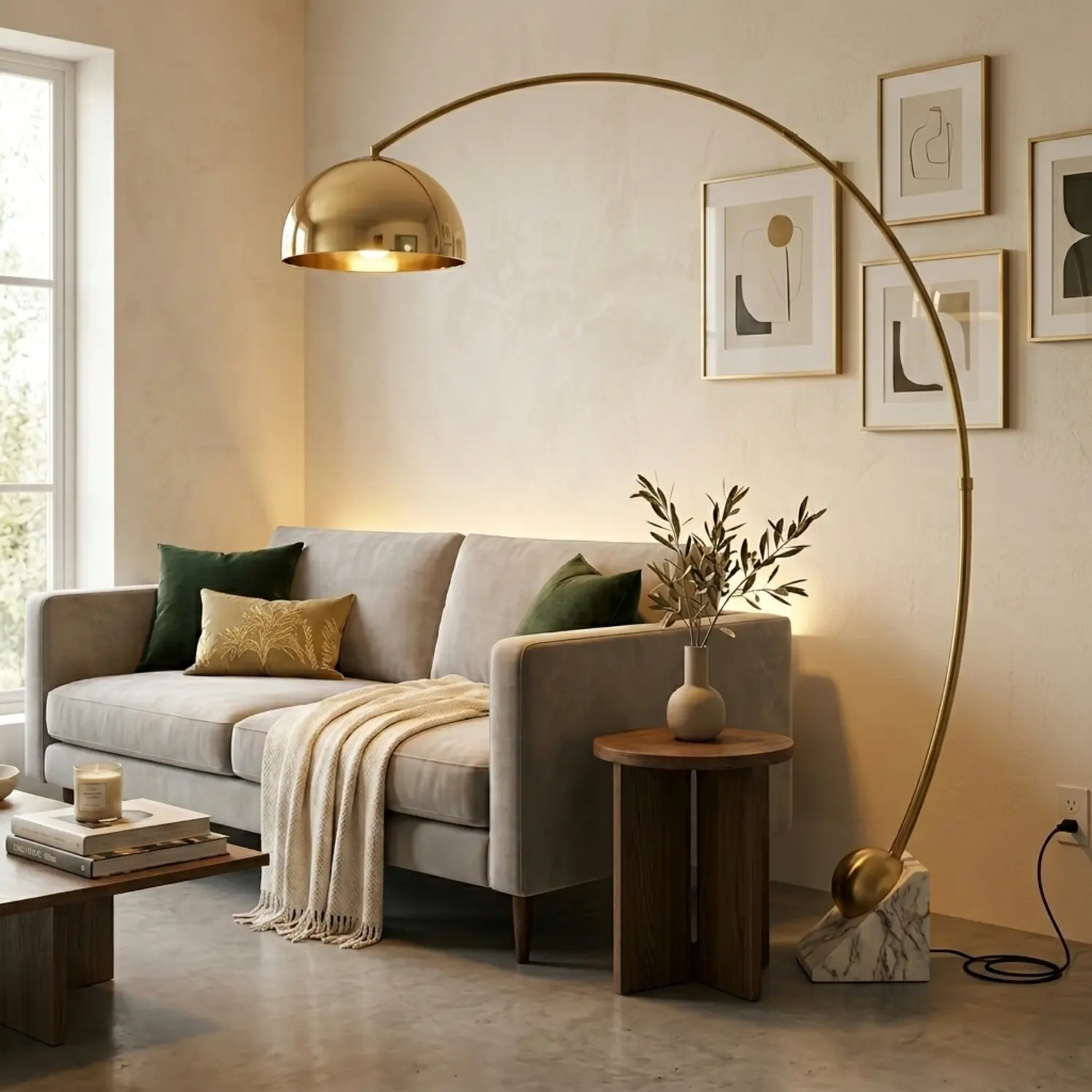 Modern Luxury Adjustable Arc Floor Lamp with Marble Base Image - 1 | homeyfad