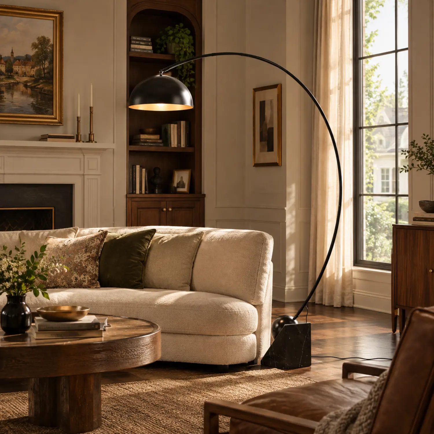Modern Luxury Adjustable Arc Floor Lamp with Marble Base Image - 4 | homeyfad