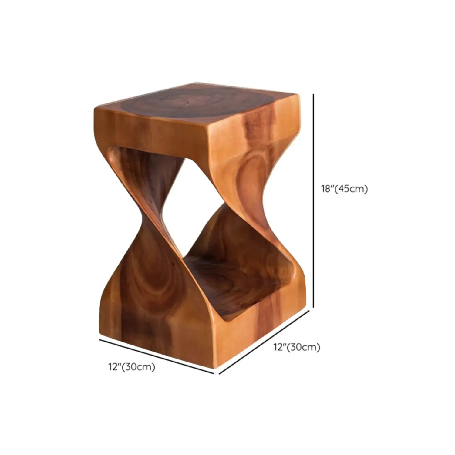 Sculpted Square Brown Solid Wood End Table for Small Space Image - 8 #size | homeyfad