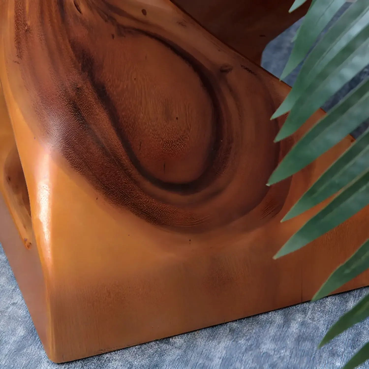 Sculpted Square Brown Solid Wood End Table for Small Space Image - 6 | homeyfad